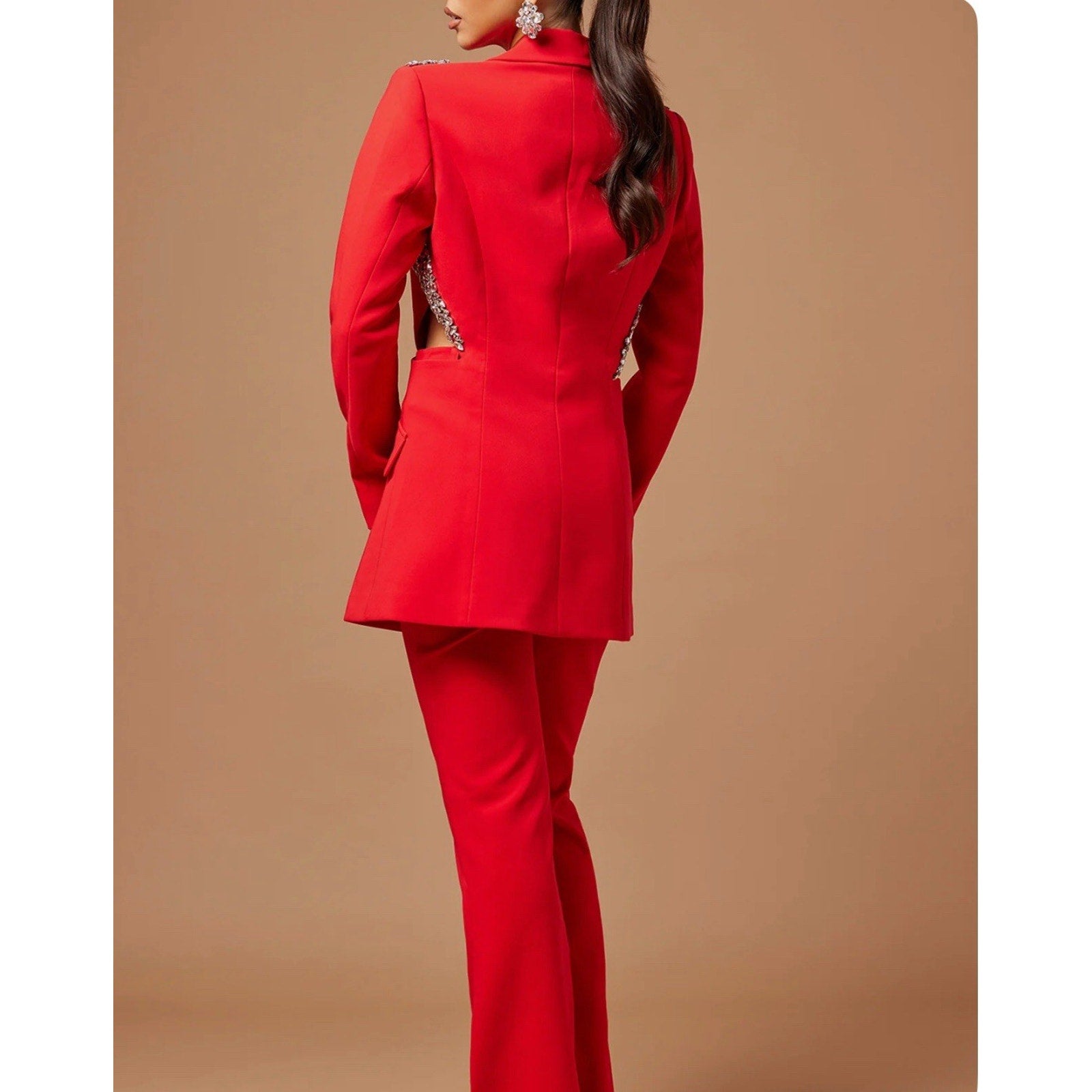 Claire Embellished Suit Set - Red