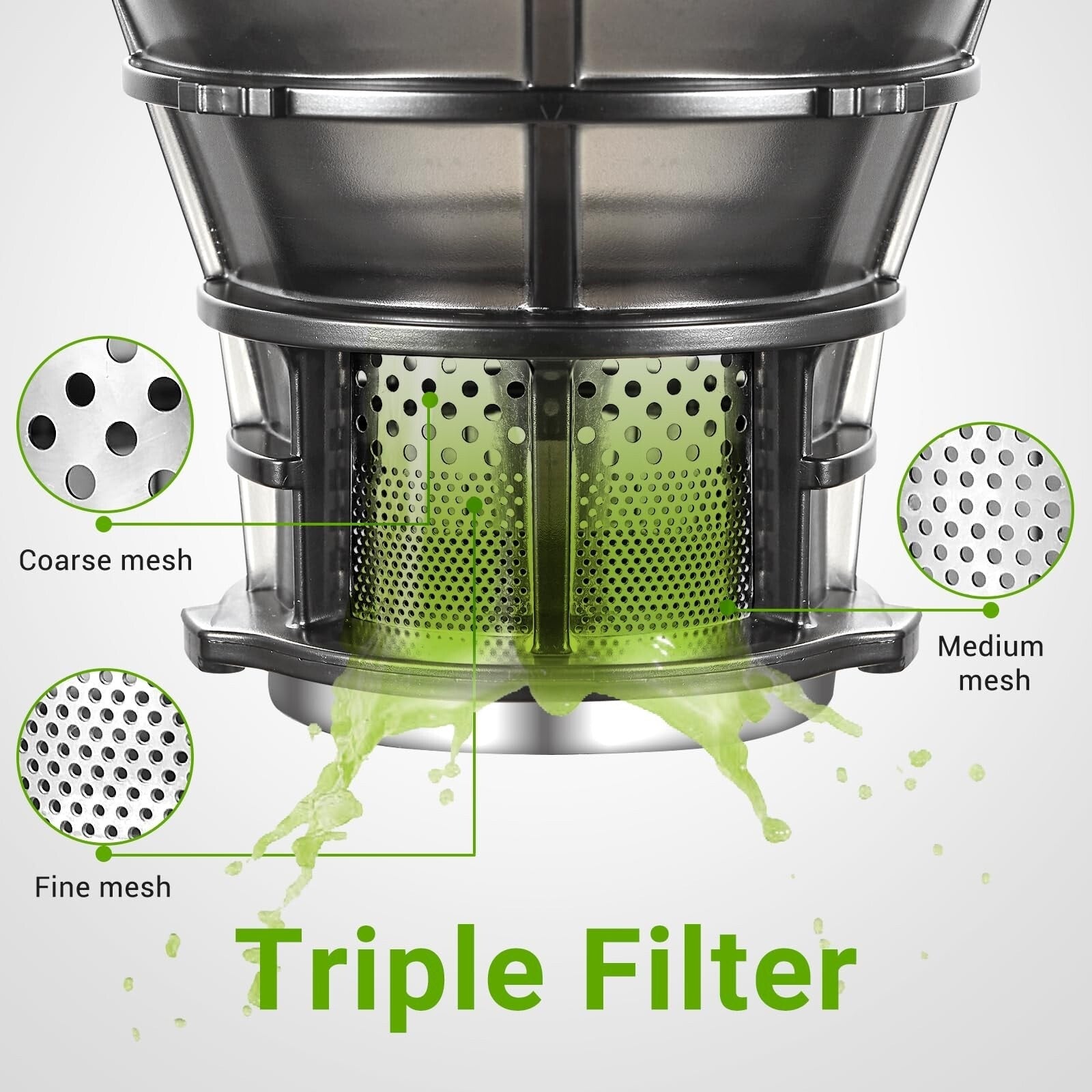 AMZCHEF 5.3-Inch Self-Feeding Masticating Juicer Fit Whole Fruits & Vegetables