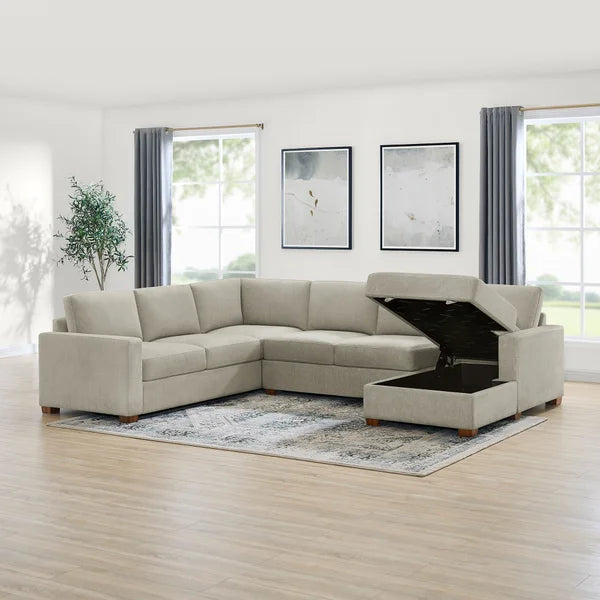 Brand new Thomasville Glenn Fabric Sectional with Storage Chaise ( in box)