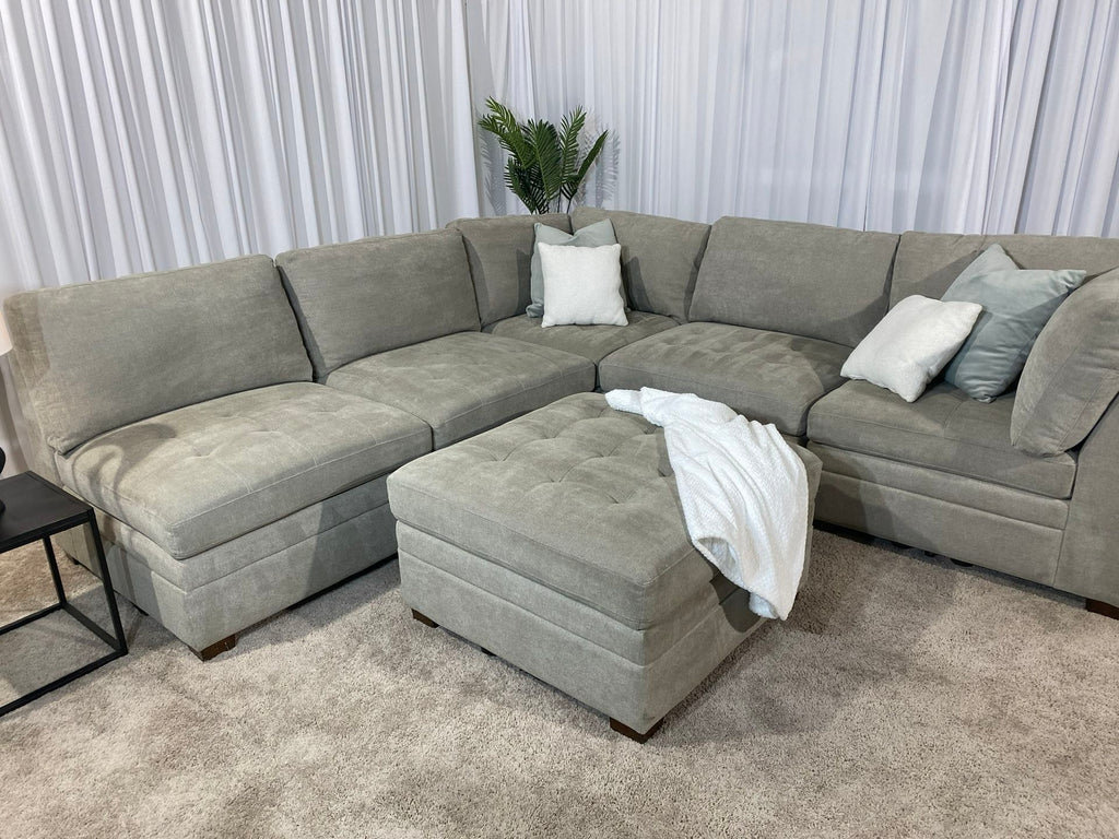 Thomasville Tisdale Modular Sectional couch 6-piece Beige w Ottoman