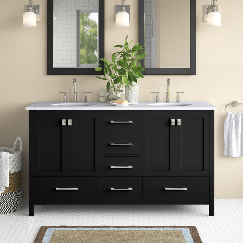 Irene 60'' Double Bathroom Vanity with Engineered Marble Top