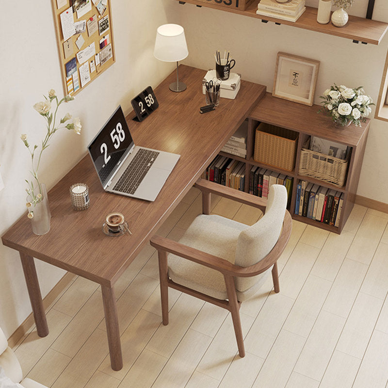 Light walnut L-Shaped Solid Wood desks