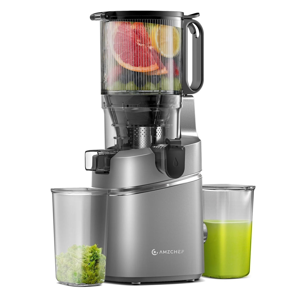 Juicer Machine, AMZCHEF 5.3-Inch Self-Feeding Masticating Juicer Fit Whole Fruit