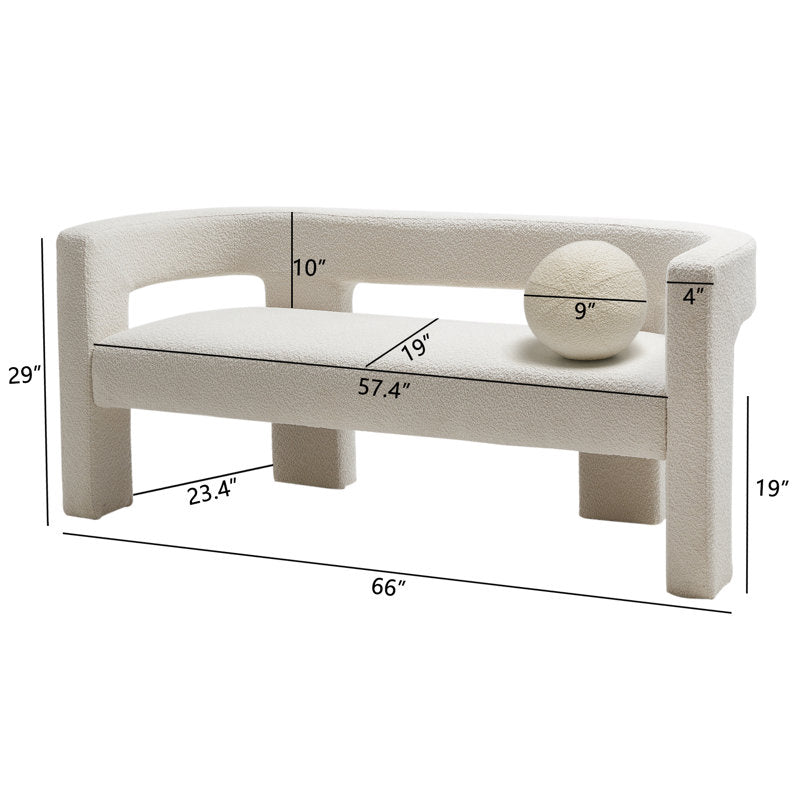 Brycie 66'' Wide Boucle Upholstered Bedroom Room Bench with Toss Pillow
