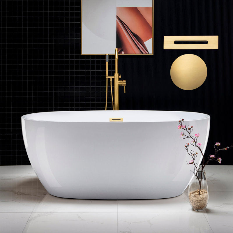 Ember 59'' x 32'' Freestanding Soaking Acrylic Bathtub B0018 -BG-Drain &O
