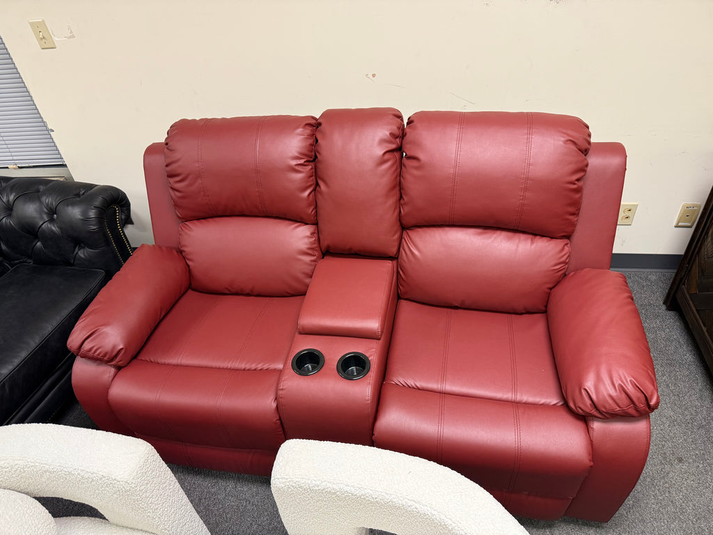 69'' Vegan Leather Pillow Top Arm Reclining Loveseat Sofa