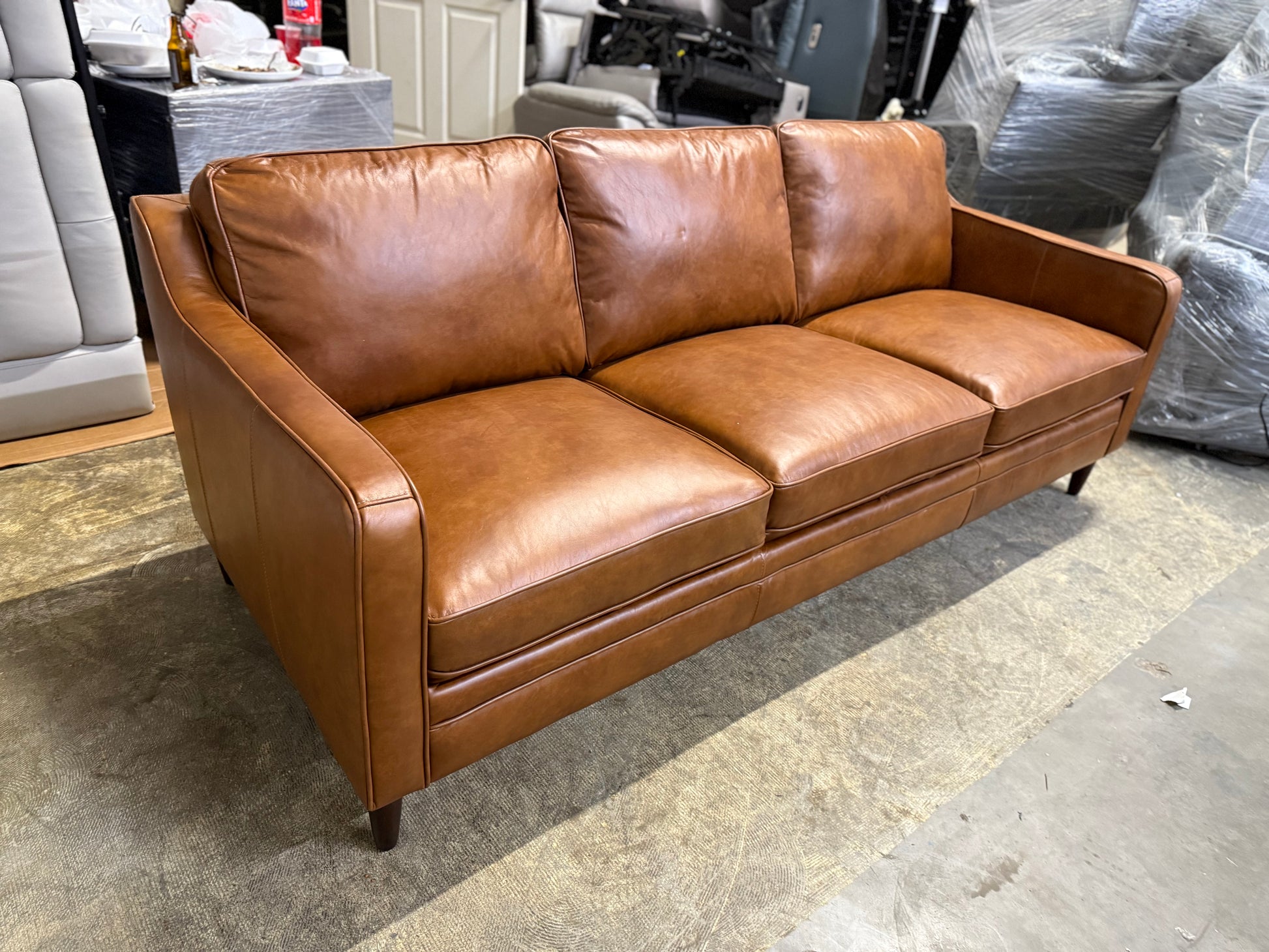 Ashtabula Genuine Leather Square Arm Sofa