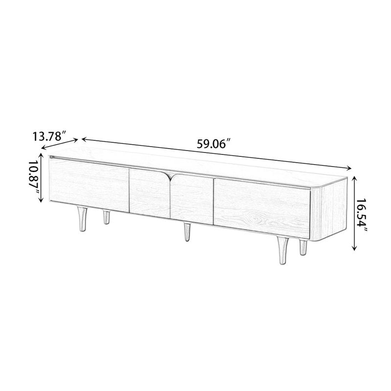 59.06" White+Burlywood Stone+Solid Wood TV Stands