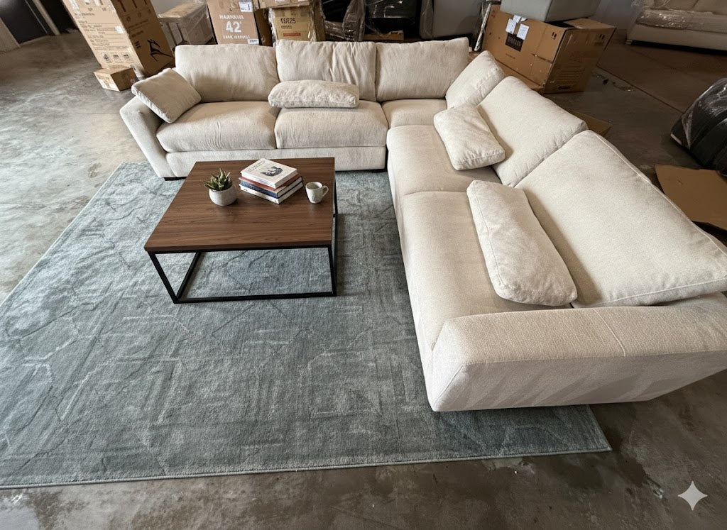 Ovaish 95.4'' Upholstered Sofa, Cloud Sofa, L Shaped Sectional Sofa Couch Modular Sofa for Living Room