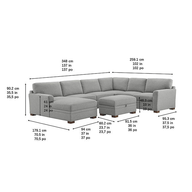Thomasville Langdon Fabric Sectional with Storage Ottoman
