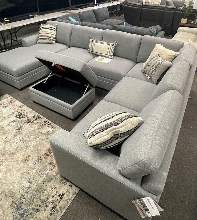 Thomasville Langdon Fabric Sectional with Storage Ottoman