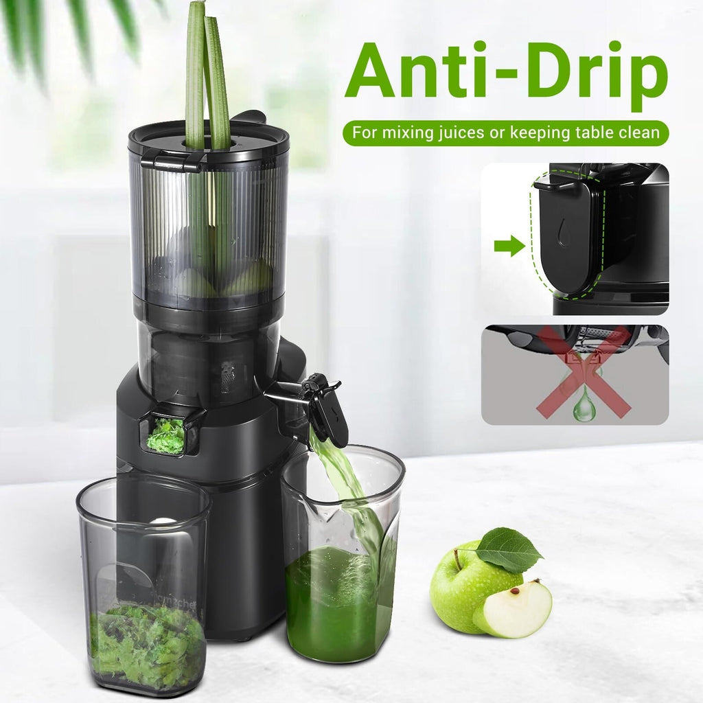 AMZCHEF 5.3-Inch Self-Feeding Masticating Juicer Fit Whole Fruits & Vegetables