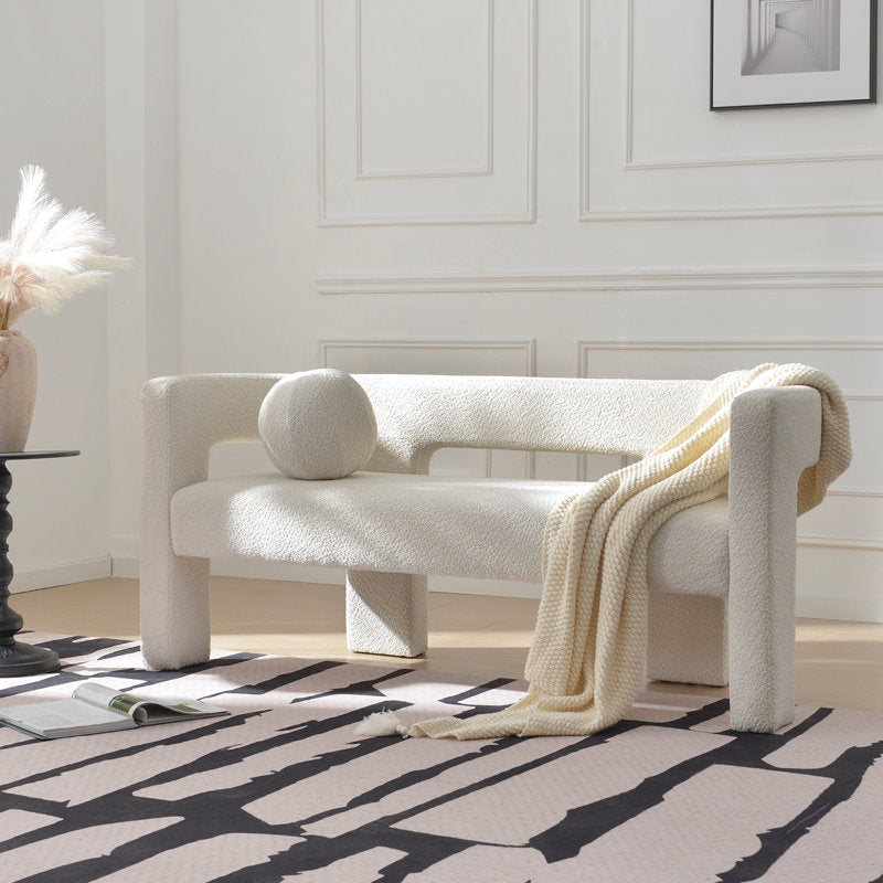 Brycie 66'' Wide Boucle Upholstered Bedroom Room Bench with Toss Pillow