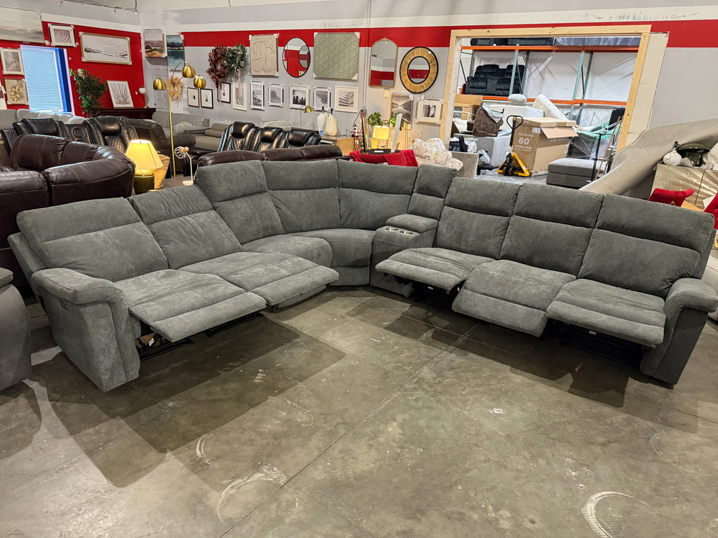 8 - Piece Cushion Back Power Reclining Sectional With Adjustable Lumbar Support & Headrest