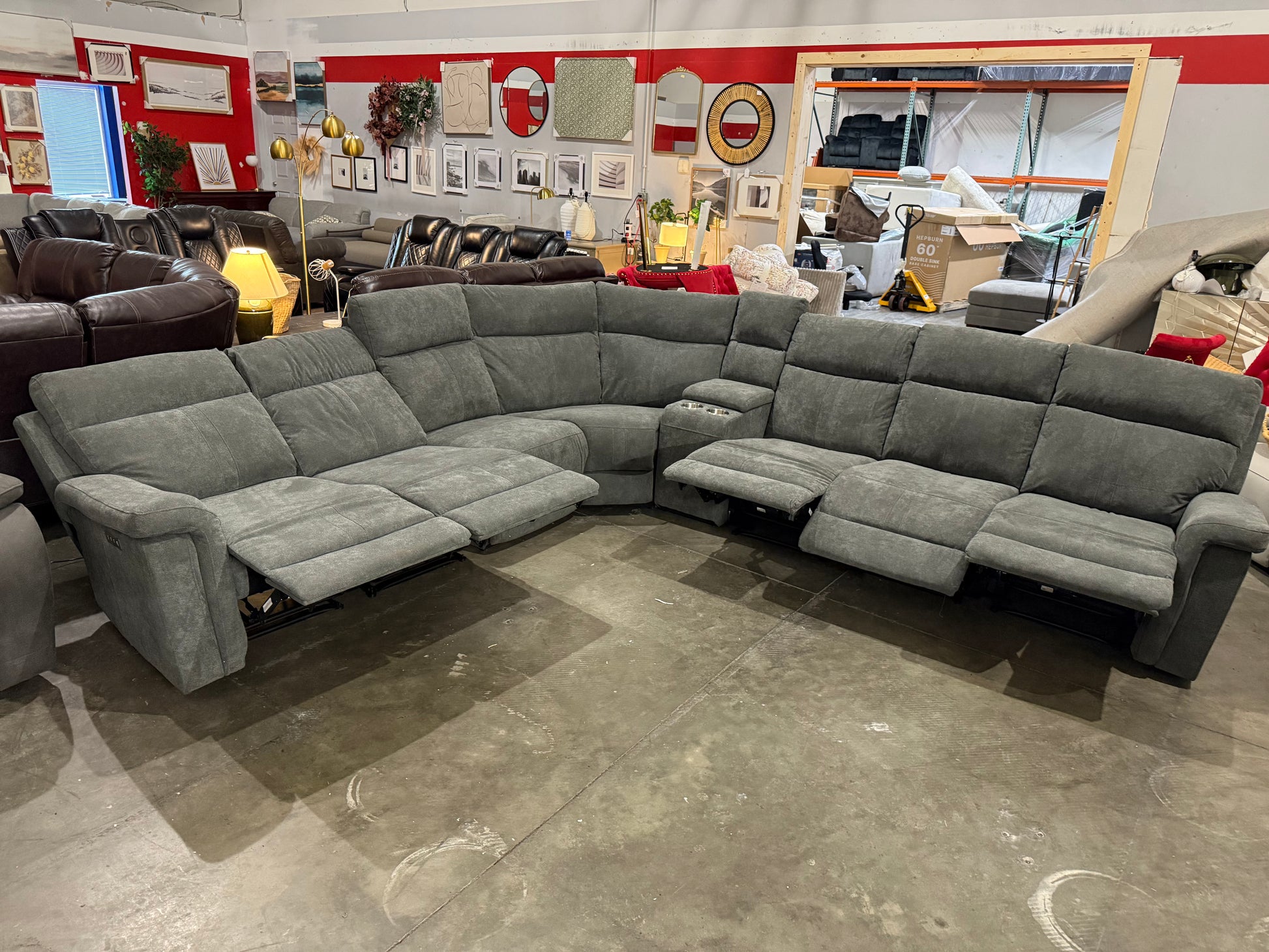 8 - Piece Cushion Back Power Reclining Sectional With Adjustable Lumbar Support & Headrest