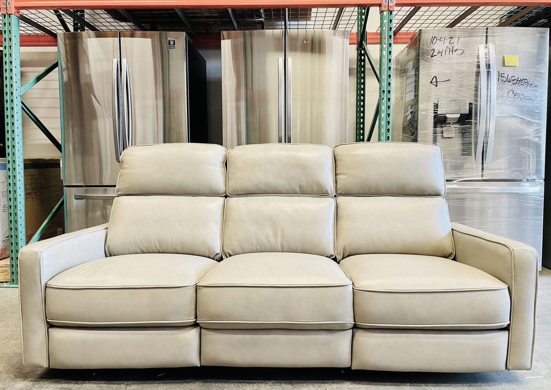 Jackston Leather Power Reclining Sofa with Power Headrest, Tan