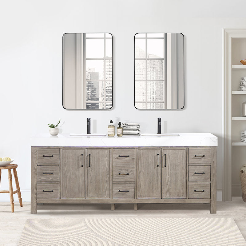 Aranwen 84'' Double Bathroom Vanity with Engineered Marble Top