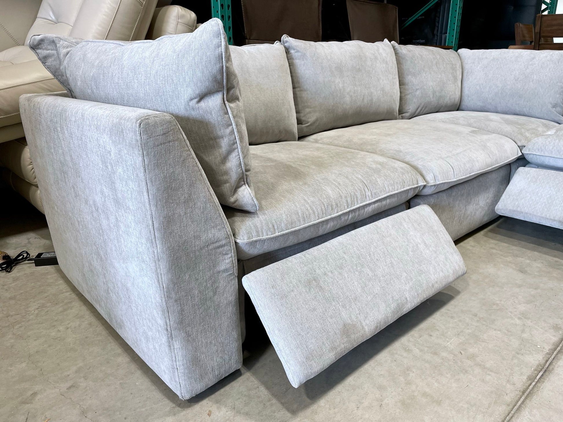 Harwood 5-piece Fabric Modular Sectional Sofa with Power Footrest, Gray WAREHOUSE CLEARANCE |