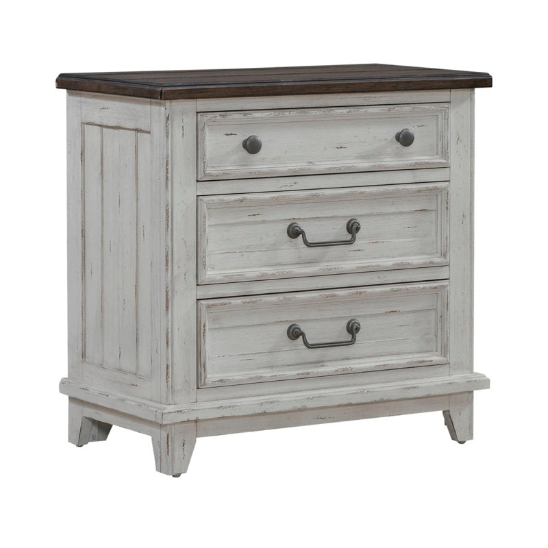 Chalita 3 Drawer Nightstand w/ Charging Station