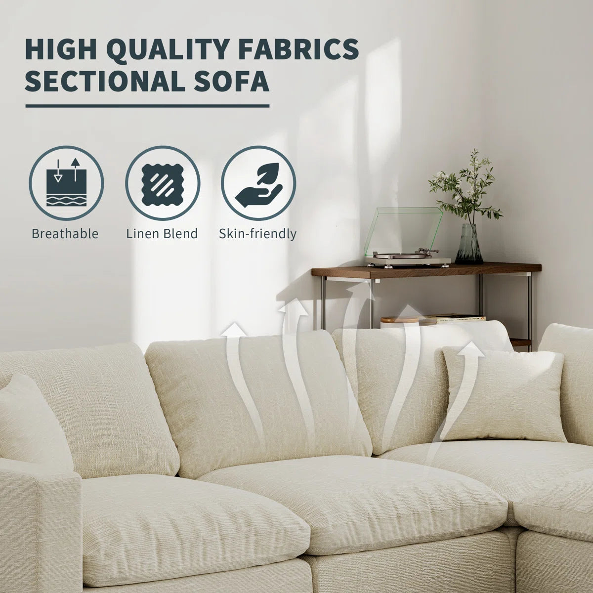 Ovaish 95.4'' Upholstered Sofa, Cloud Sofa, L Shaped Sectional Sofa Couch Modular Sofa for Living Room