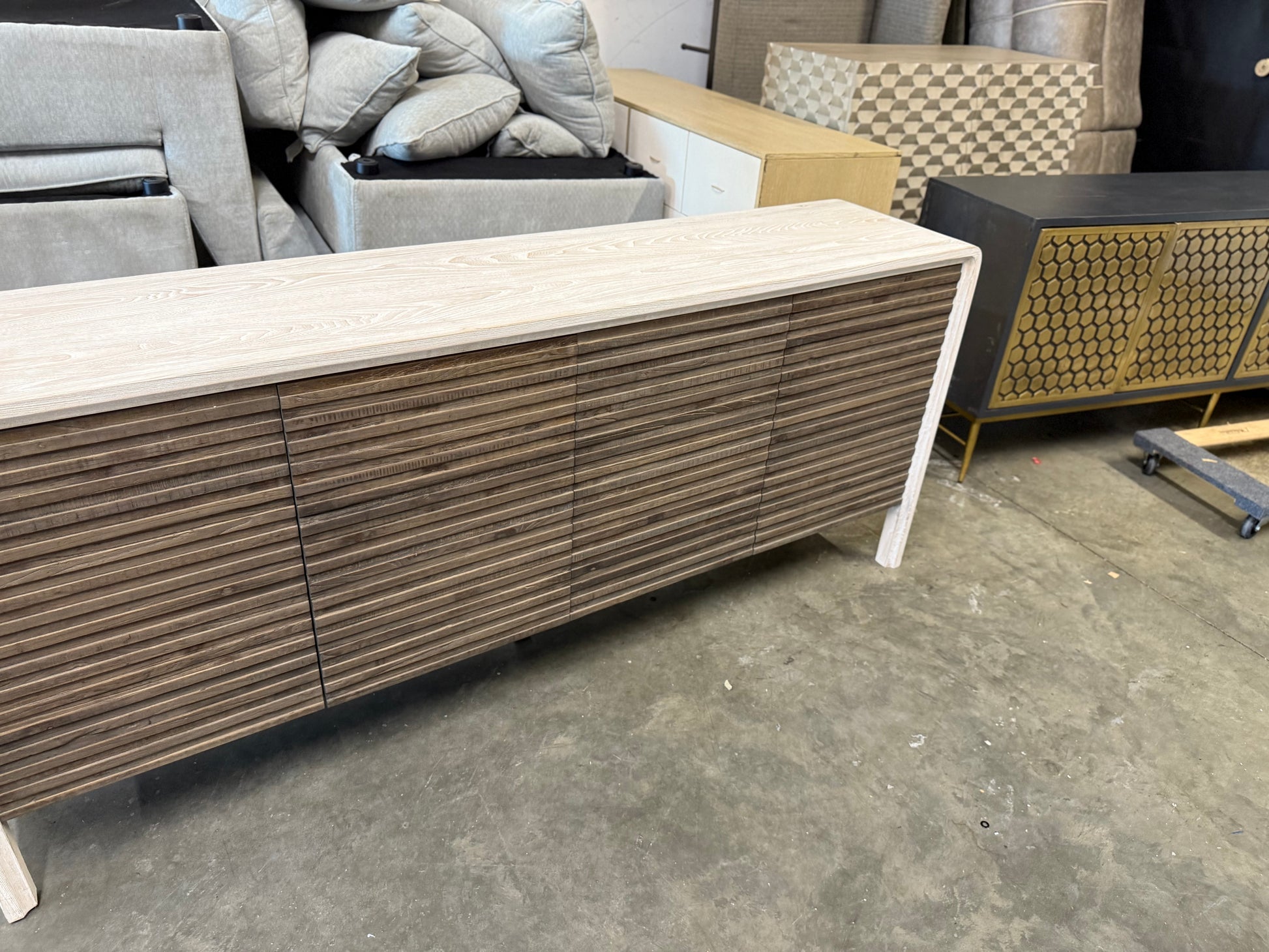 Spencer 79" Wide Elm Solid Wood Sideboard