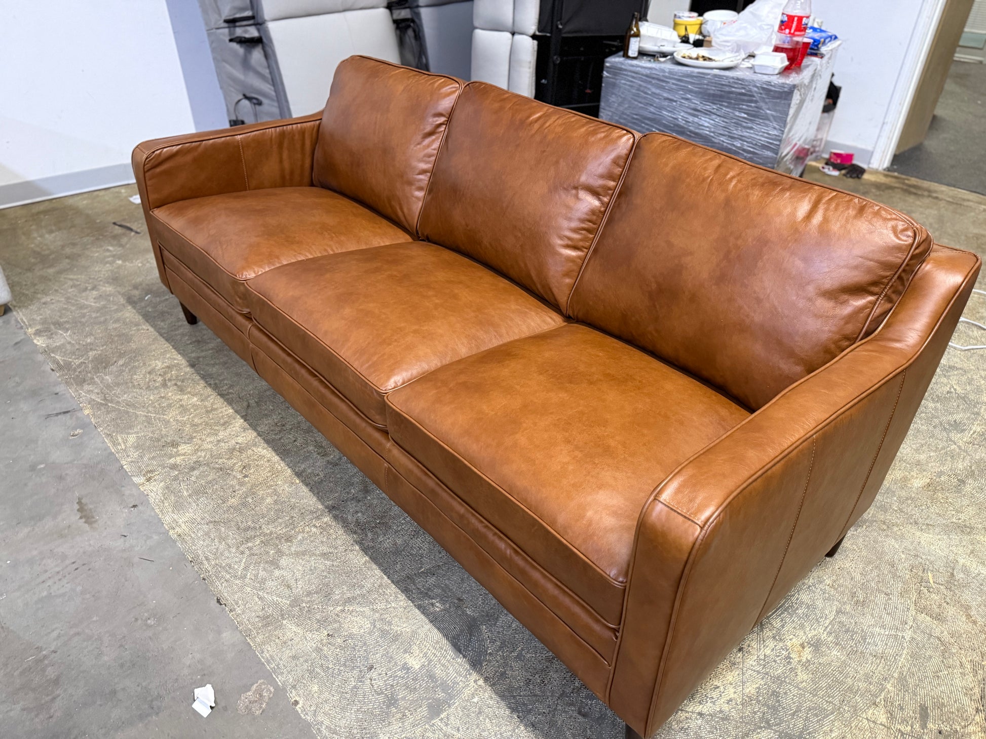 Ashtabula Genuine Leather Square Arm Sofa