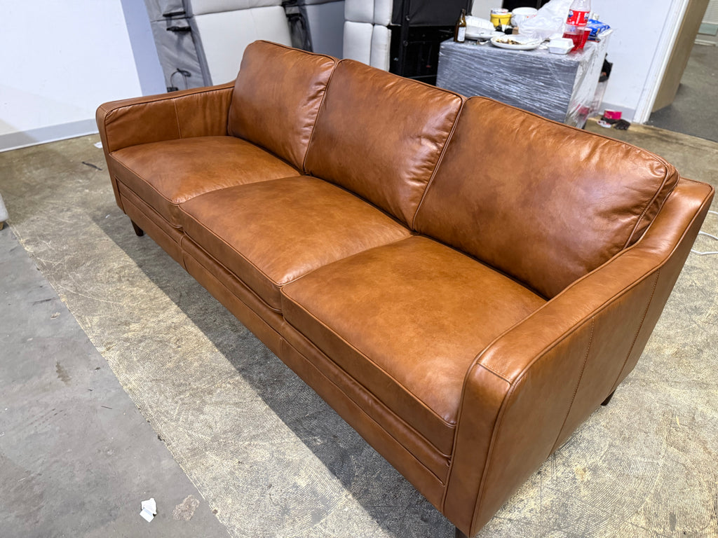 Ashtabula Genuine Leather Square Arm Sofa