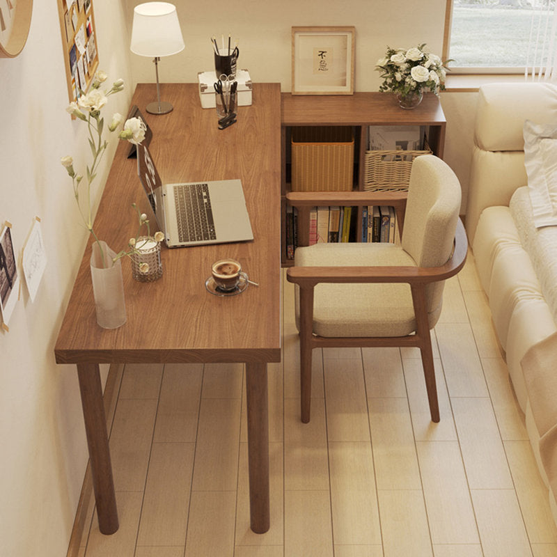 Light walnut L-Shaped Solid Wood desks