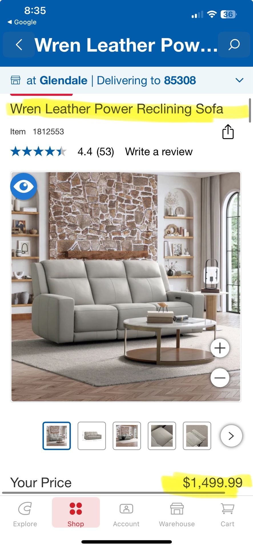 Wren Leather Power Reclining Sofa – New