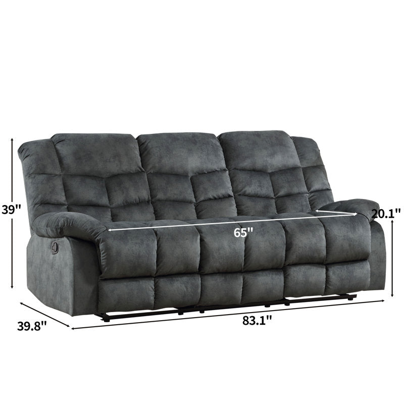 Edilmar 83.1'' Wide Contemporary and Overstuffed Manual Reclining Sofa with Wide Backrest