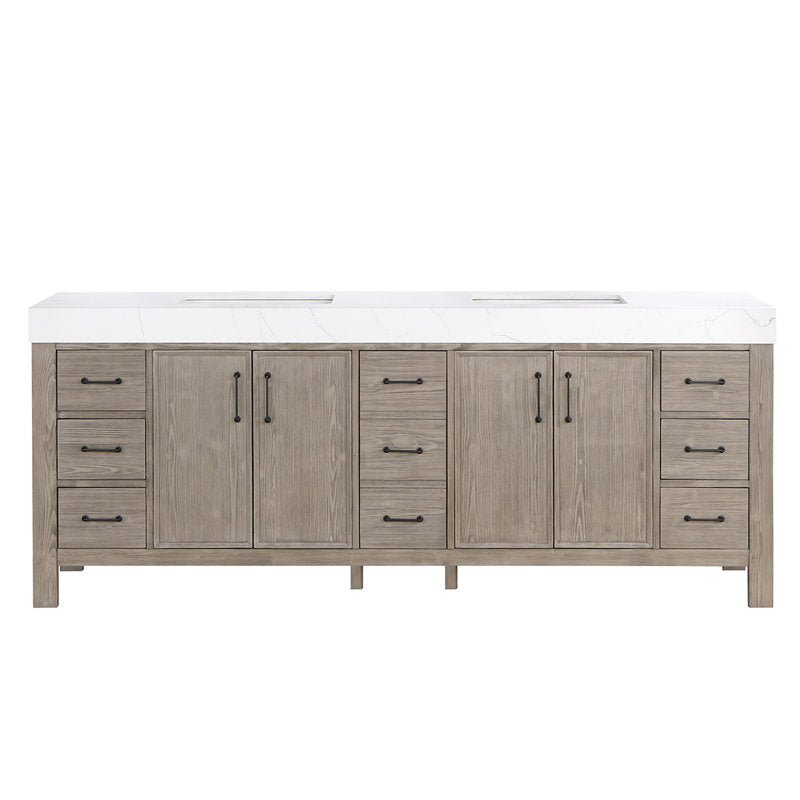 Aranwen 84'' Double Bathroom Vanity with Engineered Marble Top