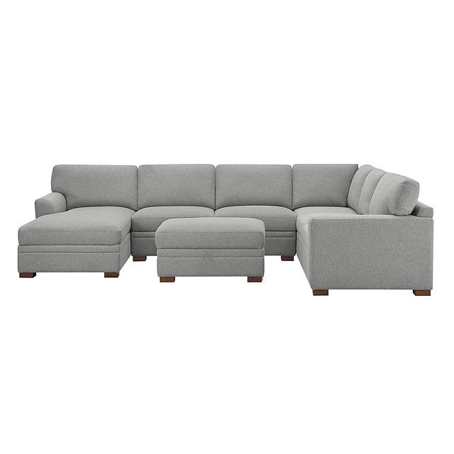 Thomasville Langdon Fabric Sectional with Storage Ottoman