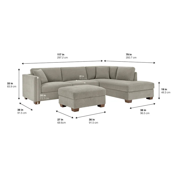 Thomasville Walsen Sectional with Storage Ottoman