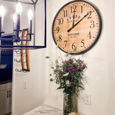 26" Grand Central Station Wall Clock Tan/Black - Threshold™: Vintage-Inspired, Large Numerals, Indoor Decor