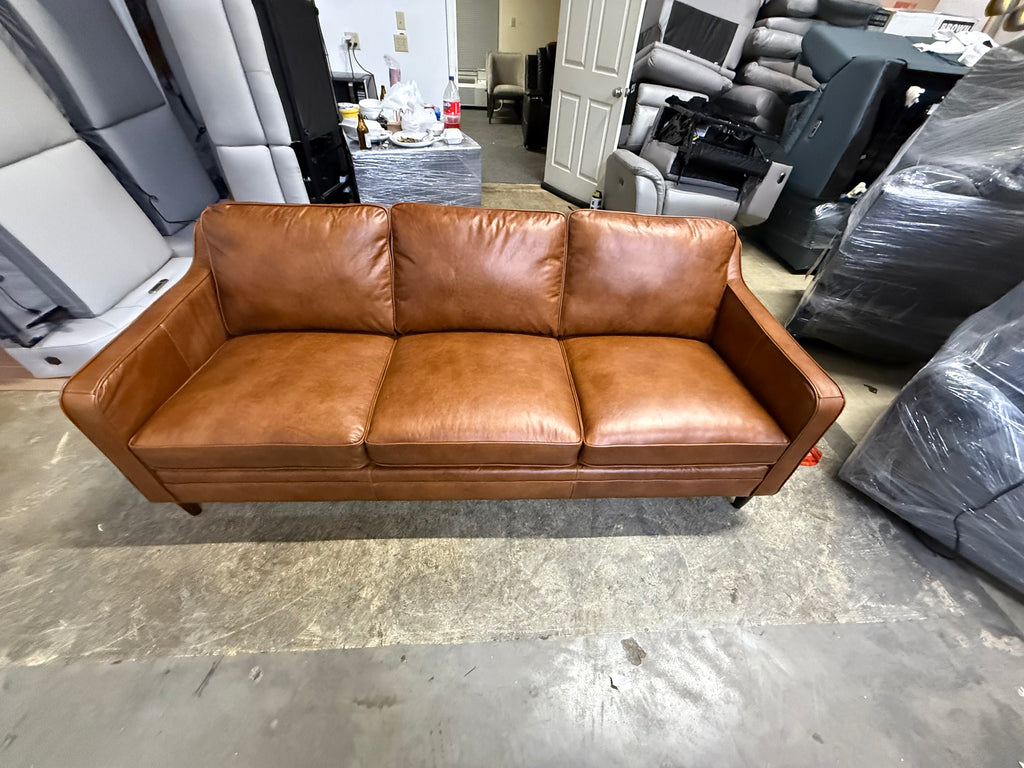 Ashtabula Genuine Leather Square Arm Sofa
