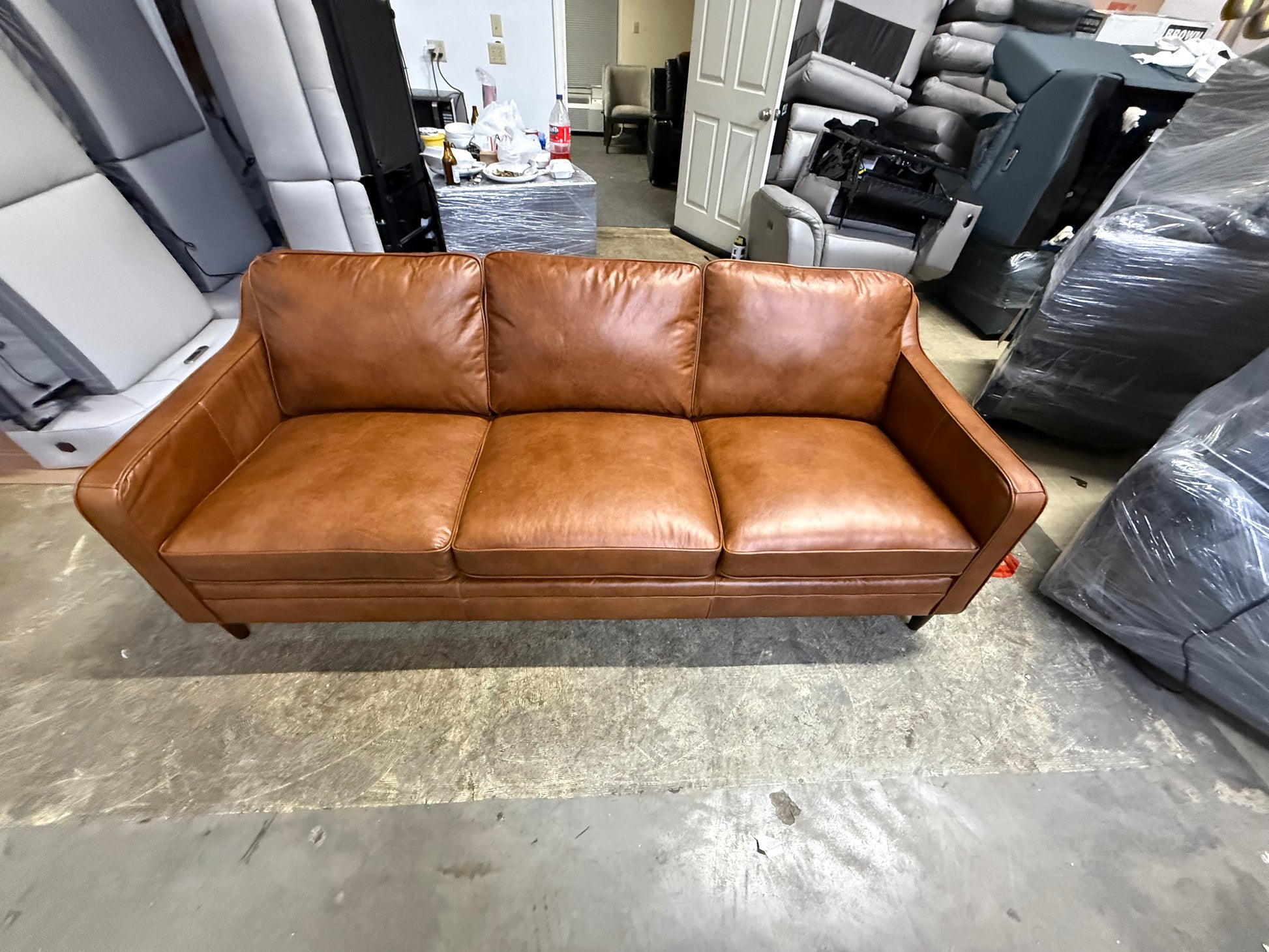 Ashtabula Genuine Leather Square Arm Sofa