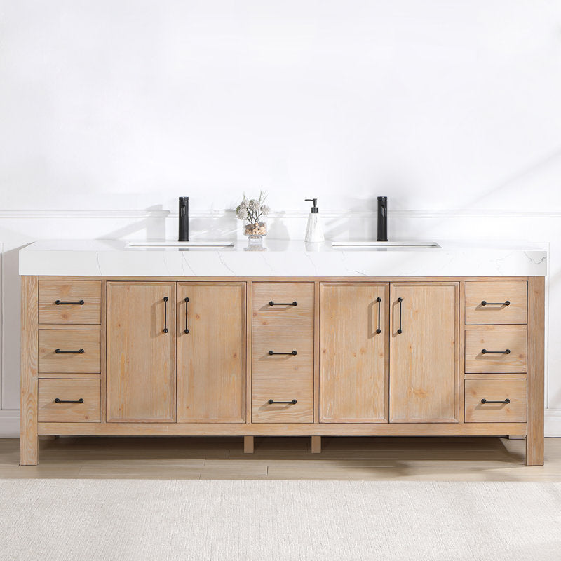 Aranwen 84'' Double Bathroom Vanity with Engineered Marble Top