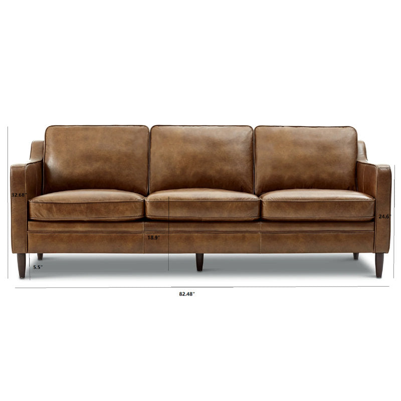 Ashtabula Genuine Leather Square Arm Sofa