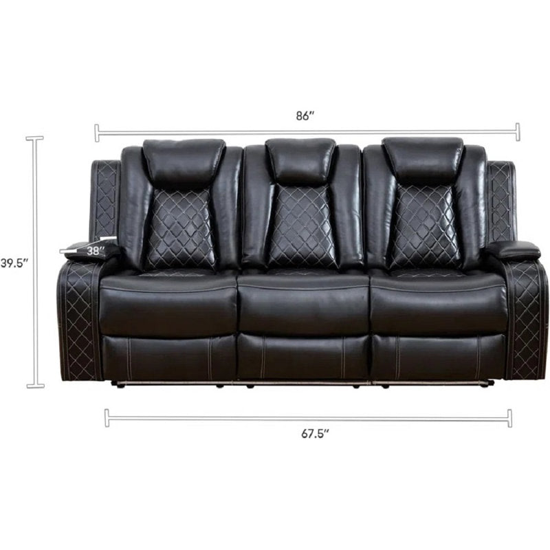 Ajaipal 3 Piece Power Reclining Breathing Faux Leather with LED and Reading Light Living Room Set (Set of 3)