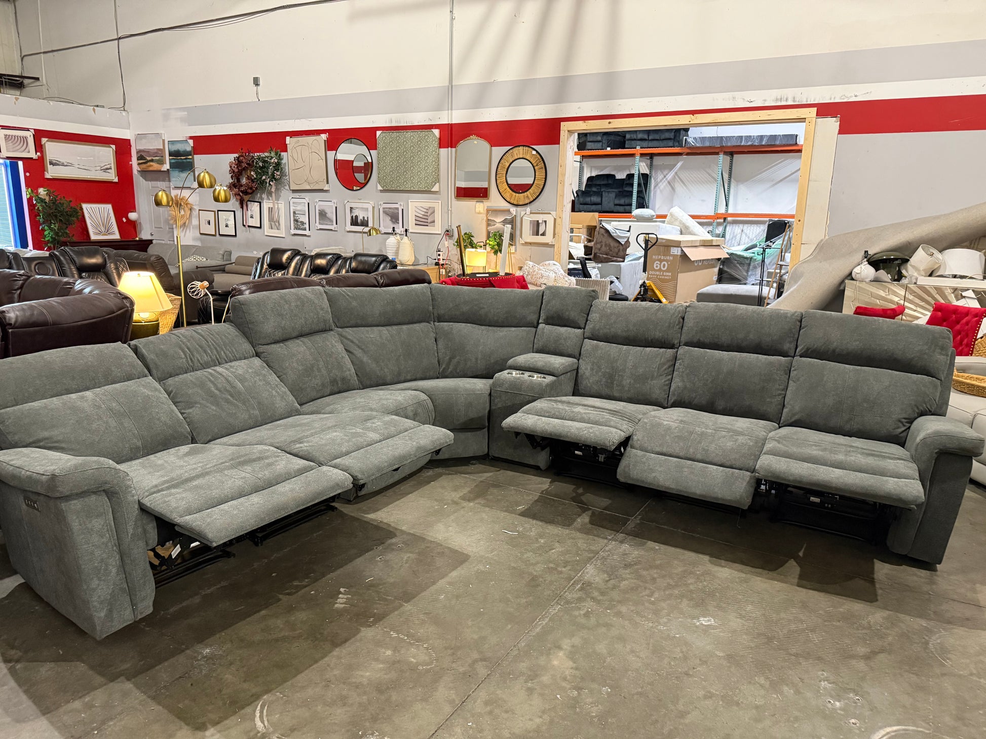 8 - Piece Cushion Back Power Reclining Sectional With Adjustable Lumbar Support & Headrest