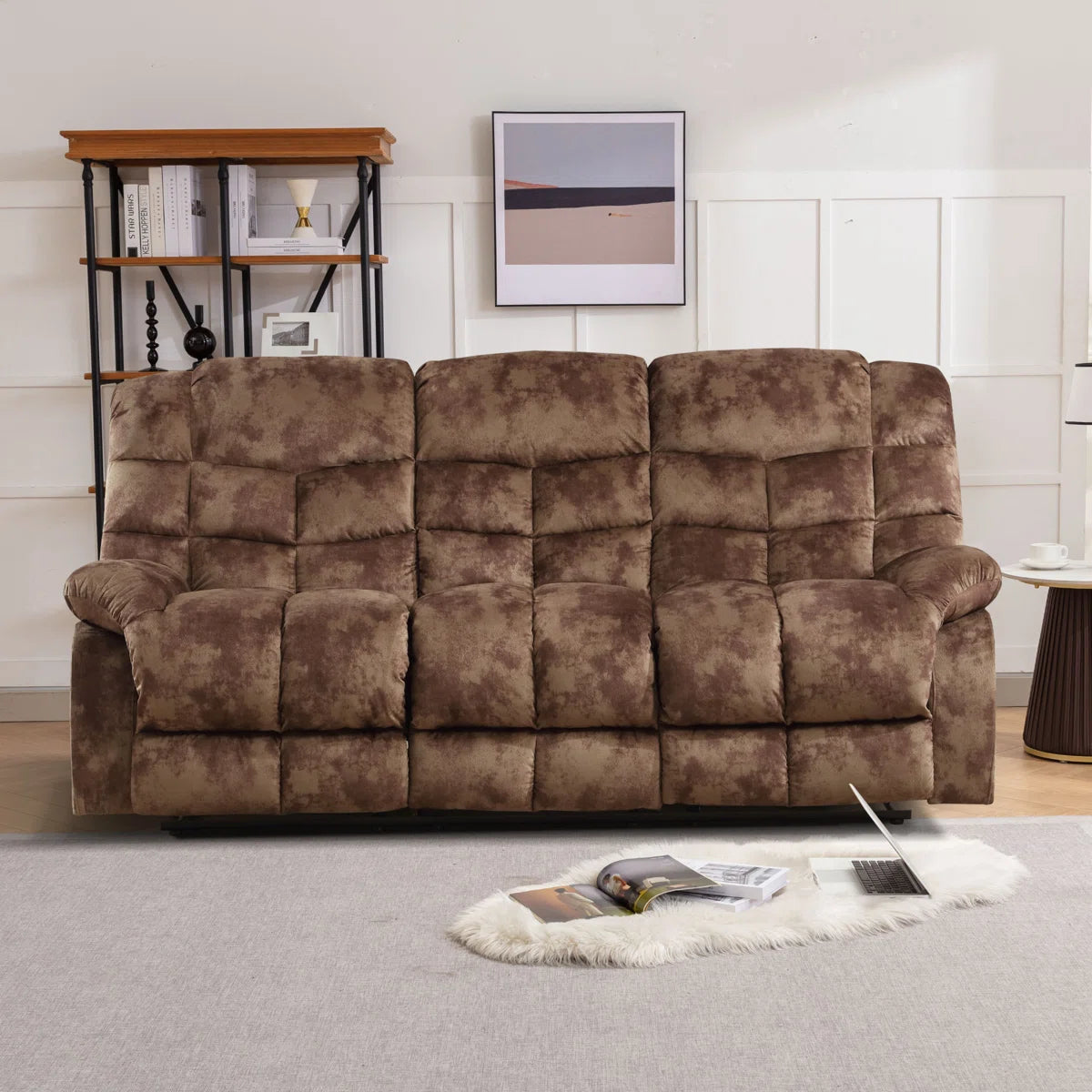 Edilmar 83.1'' Wide Contemporary and Overstuffed Manual Reclining Sofa with Wide Backrest