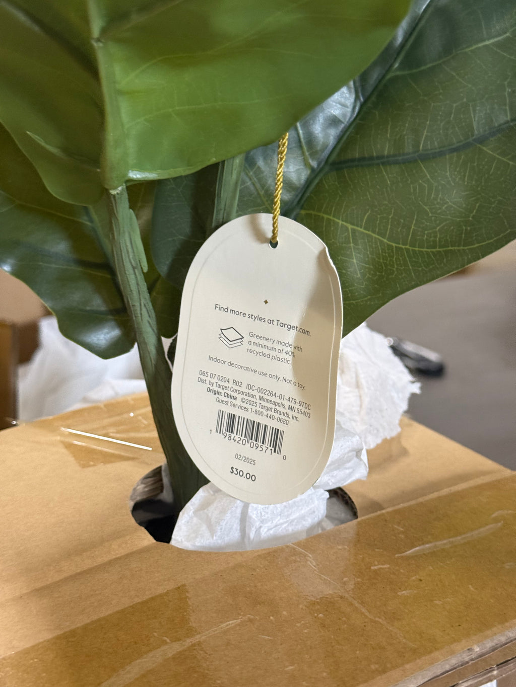 2 Pcs 15 x 10 Artificial Fiddle Leaf Plant in Pot - Threshold: Lush Greenery, Ceramic Base