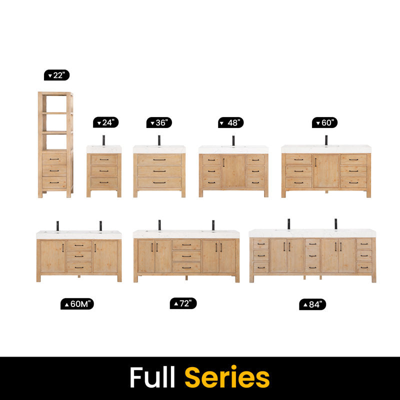 Aranwen 84'' Double Bathroom Vanity with Engineered Marble Top