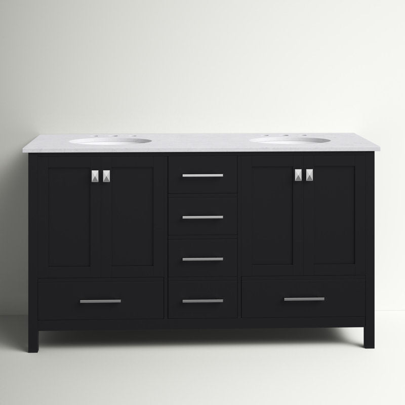 Irene 60'' Double Bathroom Vanity with Engineered Marble Top