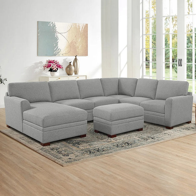 Thomasville Langdon Fabric Sectional with Storage Ottoman