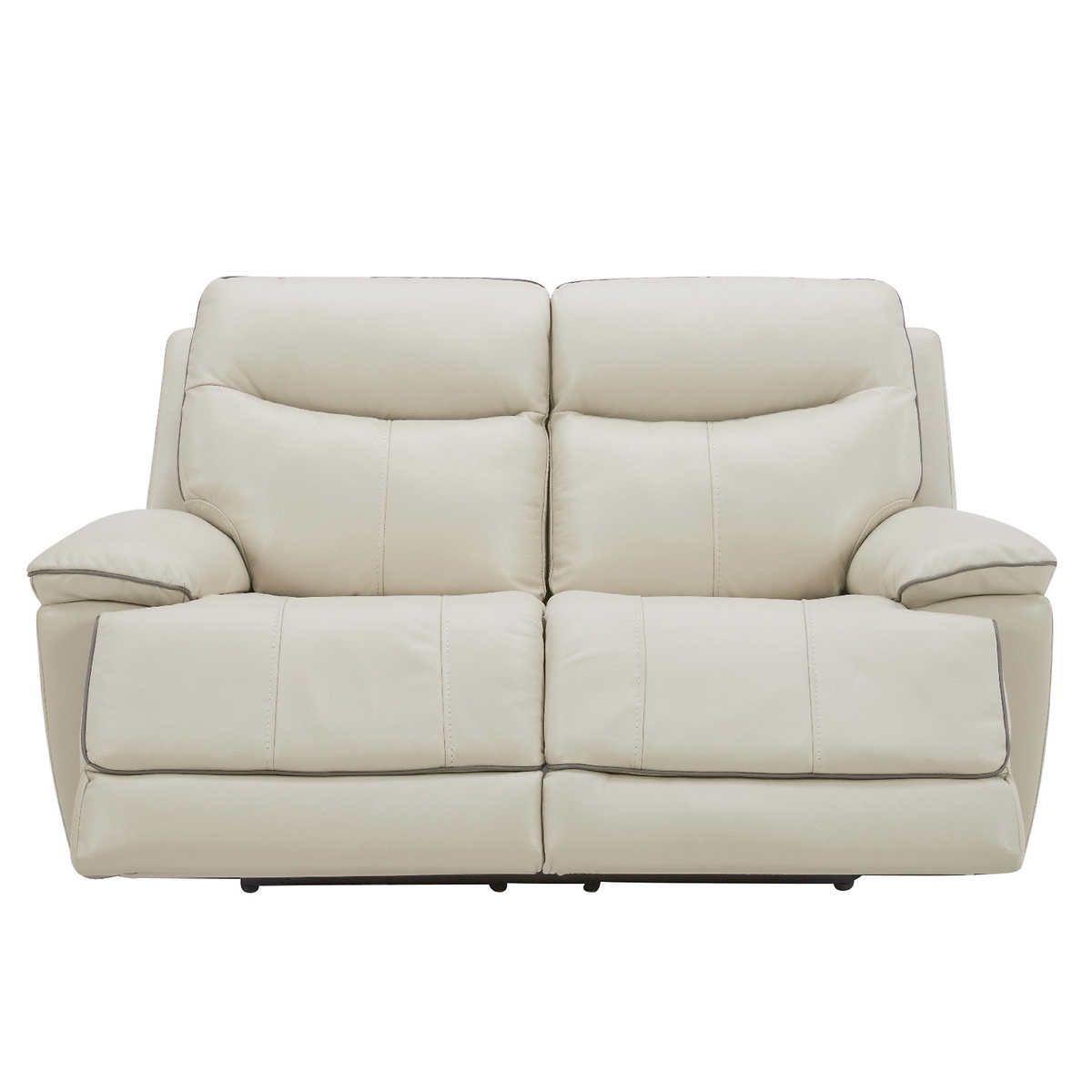 Messina Leather Power Reclining Loveseat with Power Headrests, Cream