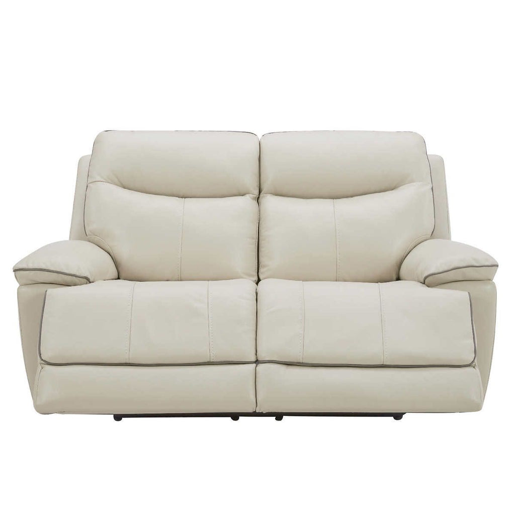 Messina Leather Power Reclining Loveseat with Power Headrests, Cream