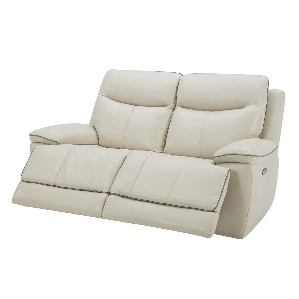 Messina Leather Power Reclining Loveseat with Power Headrests, Cream