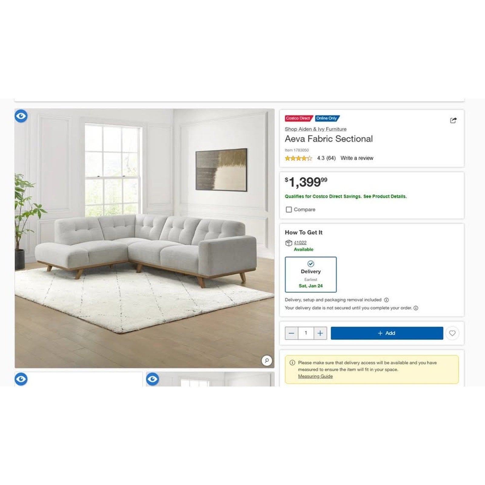 Aeva Fabric Sectional Couch Free Delivery 🚚🚚