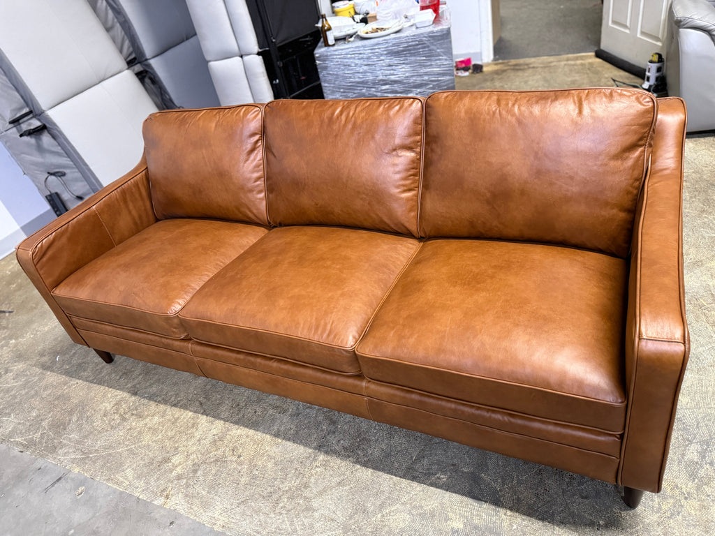 Ashtabula Genuine Leather Square Arm Sofa